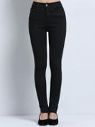 Romwe High Waist Slit Frayed Denim Pant