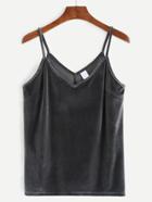 Romwe Grey Velvet Cami Top