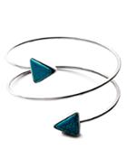 Romwe Silver Plated Turquoise Arrow Spiral Arm Cuff