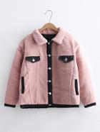 Romwe Contrast Trim Lambswool Jacket