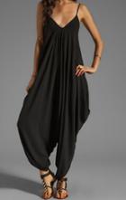 Romwe Deep V Neck Loose Jumpsuit