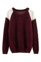 Romwe Color Block Knitted Casual Jumper