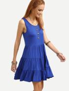 Romwe Tiered Swing Tank Dress - Blue