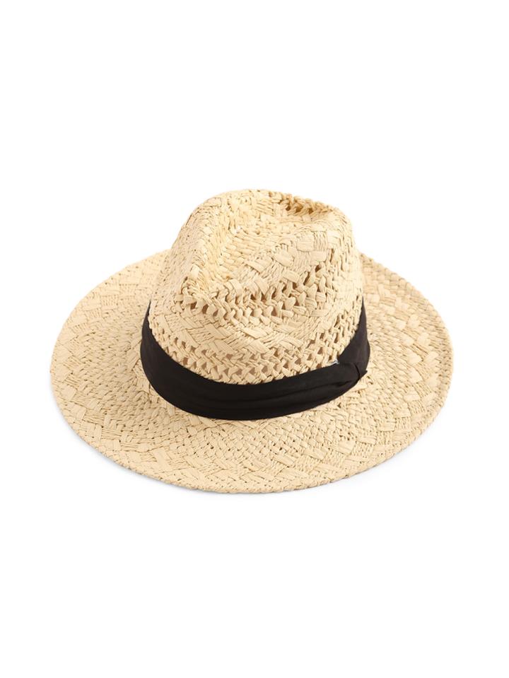 Romwe Contrast Band Braided Beach Hat