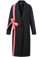 Romwe Notch Lapel Contrast Bow Split Back Duster Coat