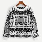 Romwe Two Tone Geometric Sweater