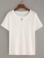 Romwe White Keyhole Front T-shirt