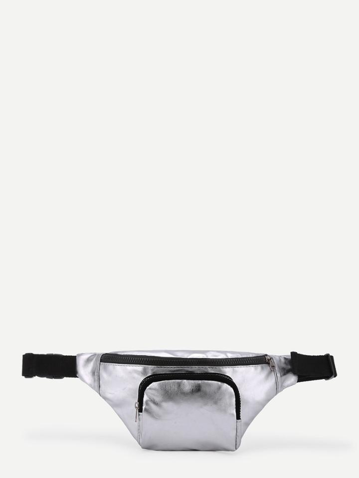 Romwe Pocket Front Belt Bum Bag