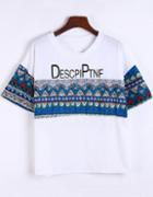 Romwe With Lace Tribal Print Blue T-shirt