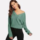 Romwe V-neck Solid Sweater