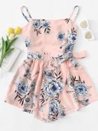 Romwe Cut Out Back Floral Cami Romper
