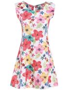 Romwe Sleeveless Floral Print White Dress