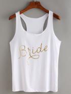 Romwe Letter Print Racer Tank Top