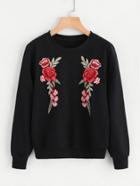 Romwe Floral Patch Front Sweatshirt