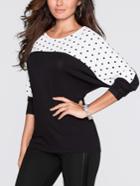 Romwe Color-block Polka Dot Dolman T-shirt