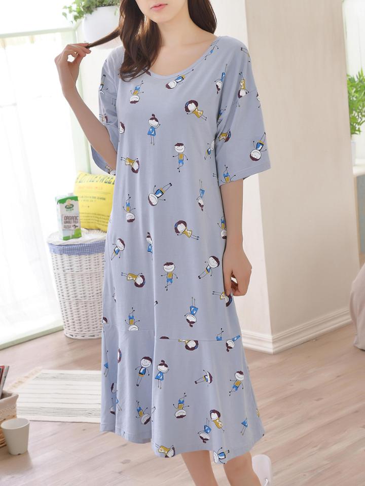 Romwe Cartoon Print Tee Nightdress