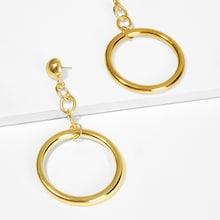 Romwe Hoop Chain Drop Earrings