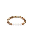 Romwe White Pearl Buddha Beads Bracelet