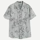 Romwe Guys Graffiti Print Buttoned Shirt