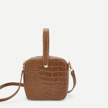 Romwe Crocodile Pattern Satchel Bag