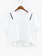 Romwe White 2 In 2 Peplum Cami T-shirt