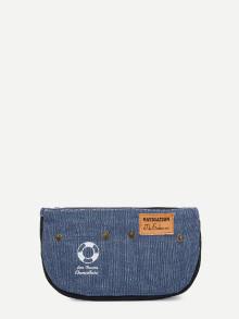 Romwe Chambray Pencil Bag