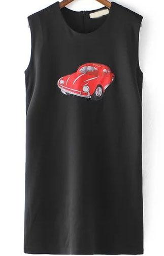 Romwe Car Patch Black Dress