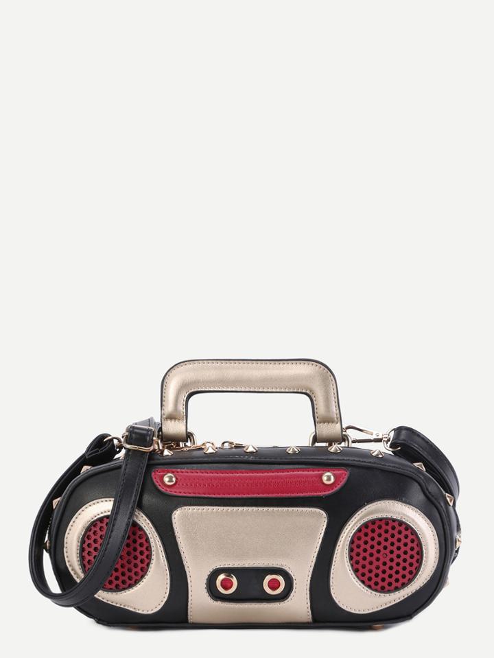 Romwe Multicolor Radio Design Pu Crossbody Chain Bag