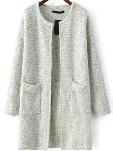 Romwe With Pockets Loose Green Cardigan