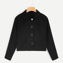 Romwe Double Pocket Single Breasted Corduroy Jacket
