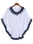 Romwe Bat Sleeve Embroidered Top