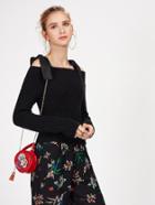 Romwe Ribbon Tie Shoulder Slim Fit Jumper
