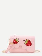 Romwe Sequin Strawberry Design Crossbody Bag With Faux Pearl