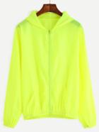 Romwe Fluorescent Yellow Hooded Jacket