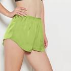 Romwe Neon Green Dolphin Hem Sleep Shorts