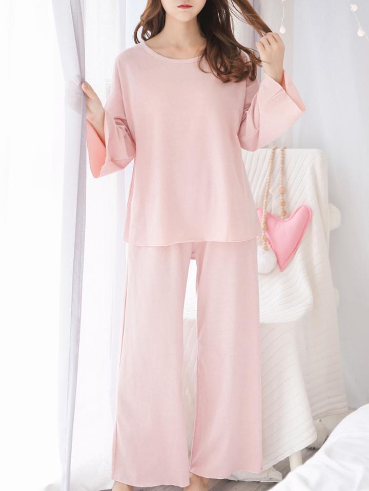 Romwe Drop Shoulder Tee & Pants Pj Set