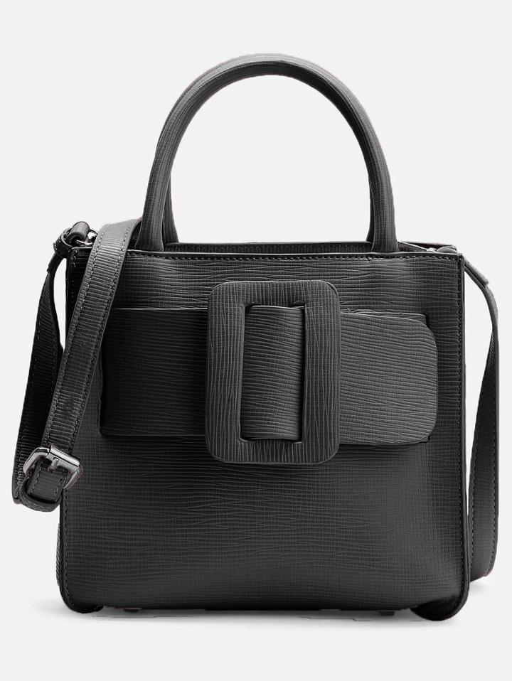 Romwe Buckle Design Shoulder Bag With Adjustable Strap