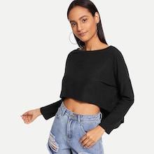 Romwe High Low Solid Crop Tee