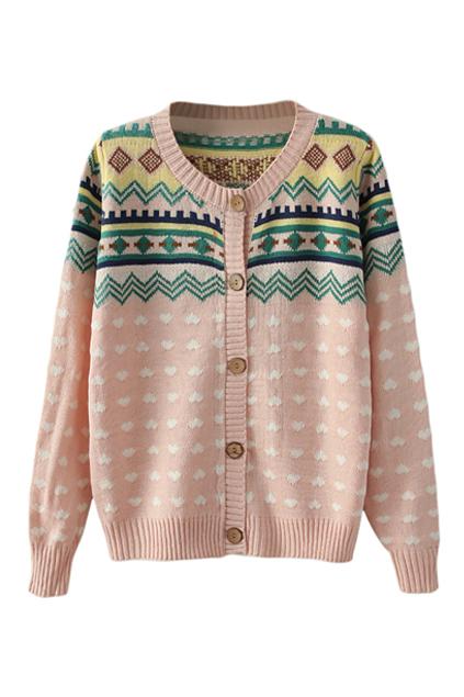 Romwe Heart Knitted Cardigan