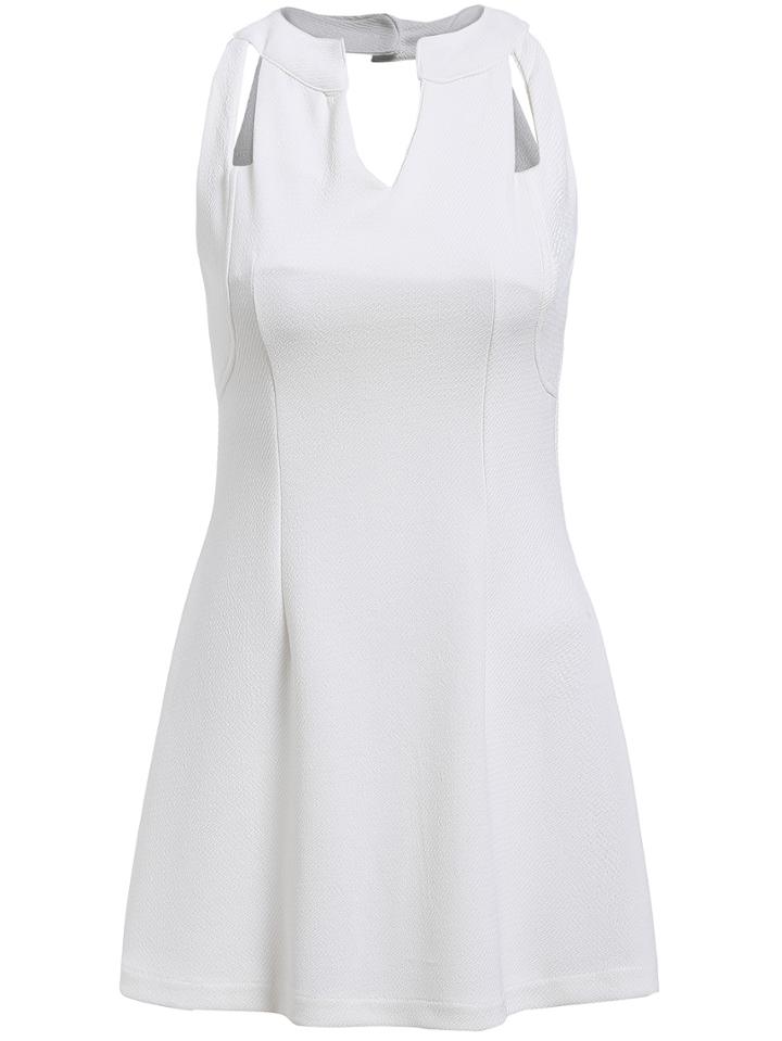 Romwe Cut Out A-line White Dress