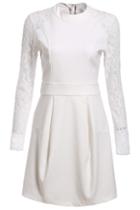 Romwe Lace Long Sleeve Slim White Dress