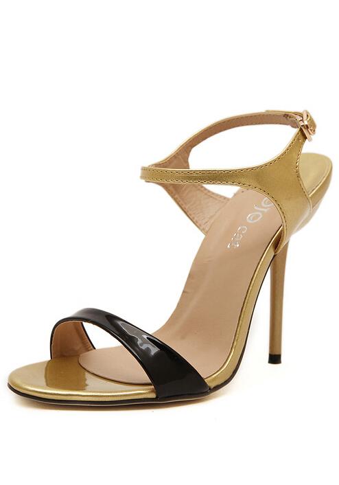 Romwe Gold High Heel Buckle Sandals