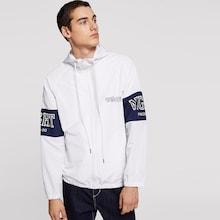 Romwe Guys Zip Up Hooded Lettering Jacket