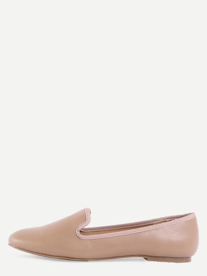 Romwe Suede Loafer Flats - Apricot