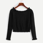 Romwe Frill Detail Solid Sweater