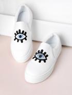 Romwe Embroidery Detail Pu Sneakers