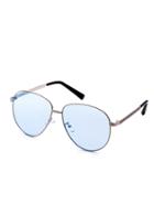 Romwe Metal Frame Blue Lens Retro Style Sunglasses