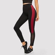 Romwe Mesh Insert Contrast Side Seam Leggings
