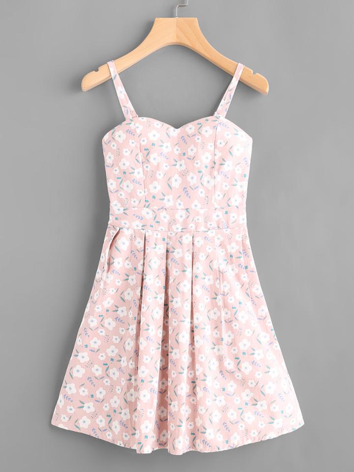 Romwe All Over Calico Print Random Cami Dress