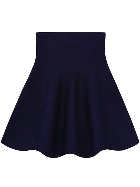 Romwe High Waist Flare Navy Skirt